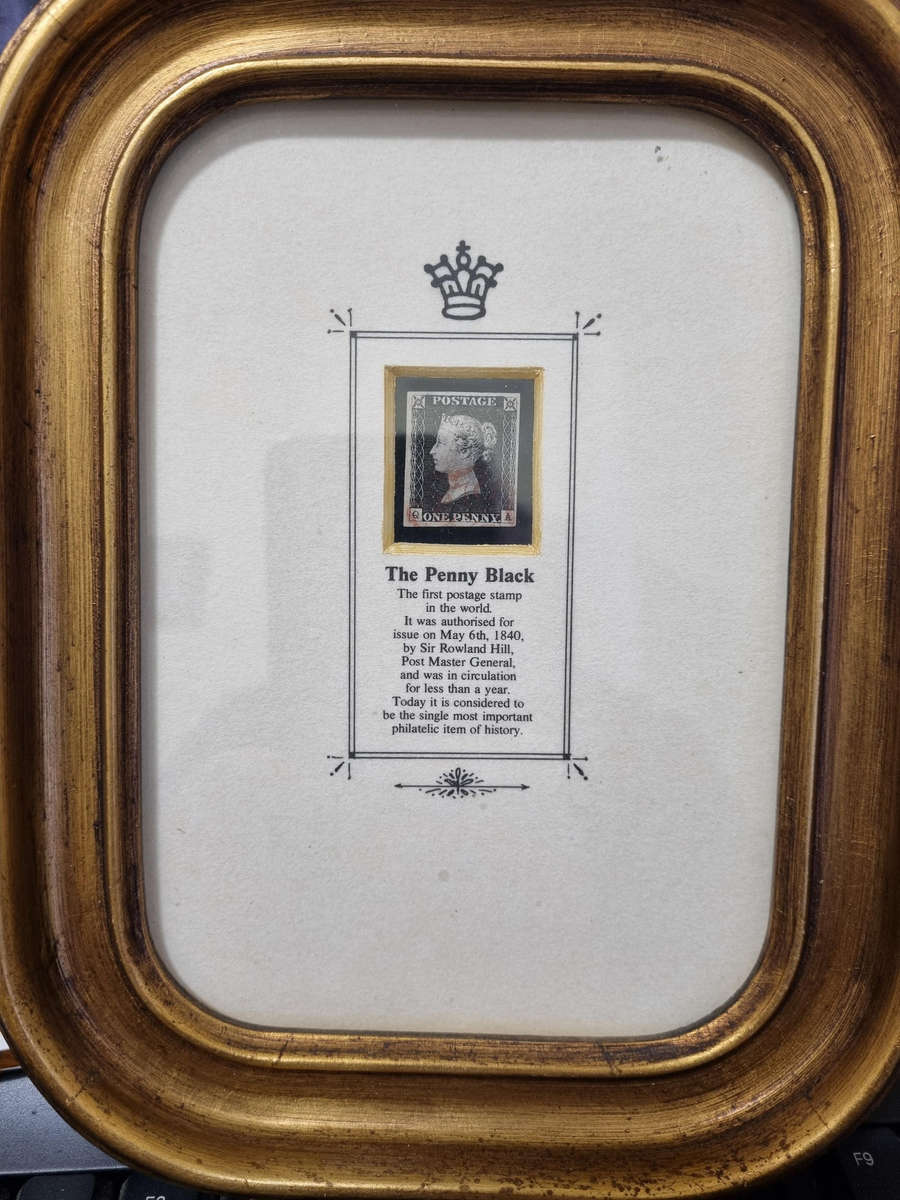 GB 1840 One Penny Black Mounted in Bronze Frame in Presentation Box