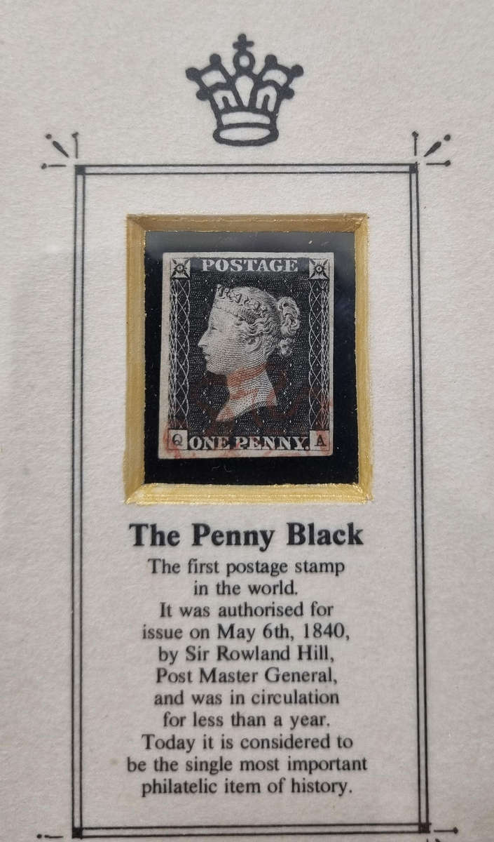 GB 1840 One Penny Black Mounted in Bronze Frame in Presentation Box