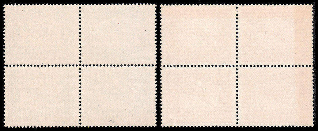 UNION 1929 AIRMAILS 4d AND 1s IN BLOCKS OF 4 VERY FINE MNH. SACC 40/1 CAT R5000