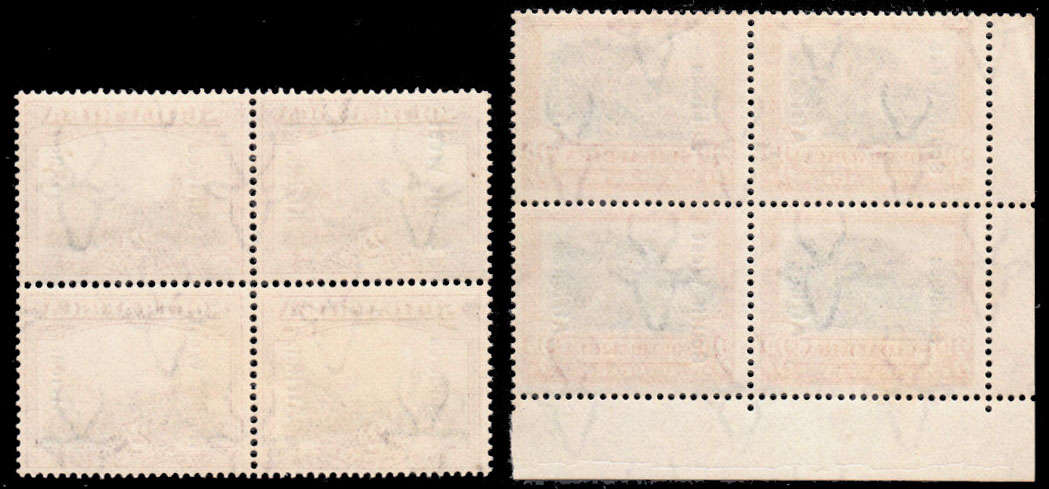 SOUTH WEST AFRICA 1926-27 PICTORIALS 2d AND 3d BLOCKS OF 4  VERY FINE MNH. SACC 75, 76