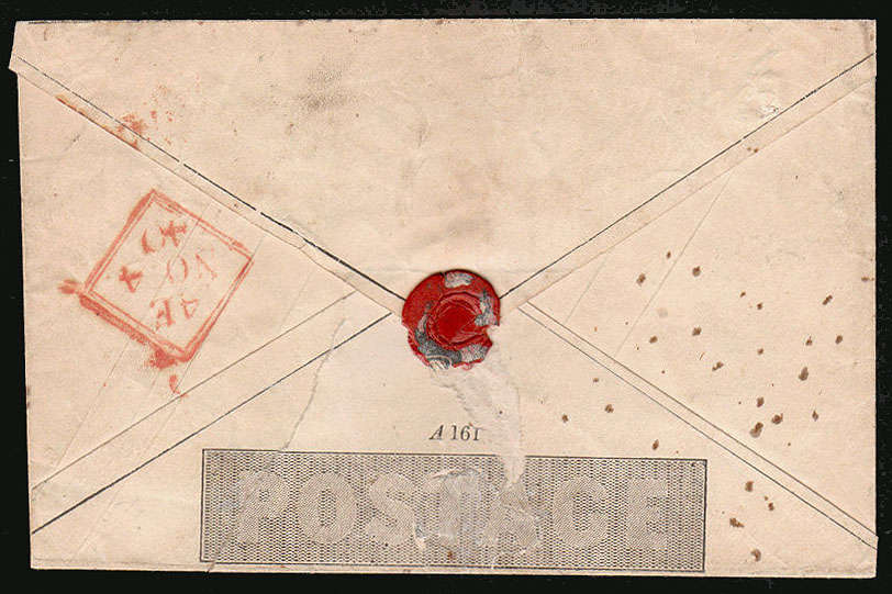 GREAT BRITAIN 1840 MULREADY ENVELOPE STEREO A161 USED WITH NEAT RED MC. TO MALAHIDE DUBLIN IRELAND