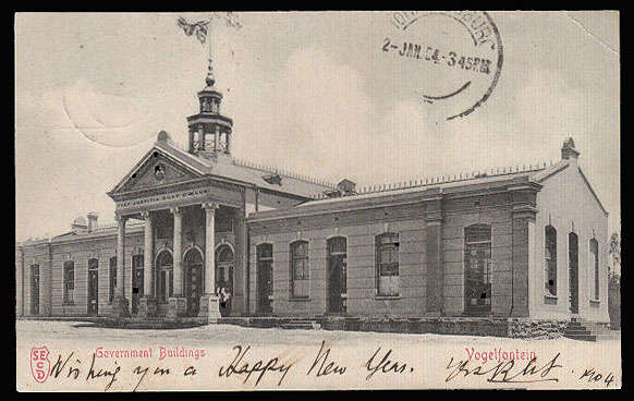 TRANSVAAL 1904 COMPLETE AND SCARCE VOGELFONTEIN POSTMARK ON CARD TO JOHANNESBURG