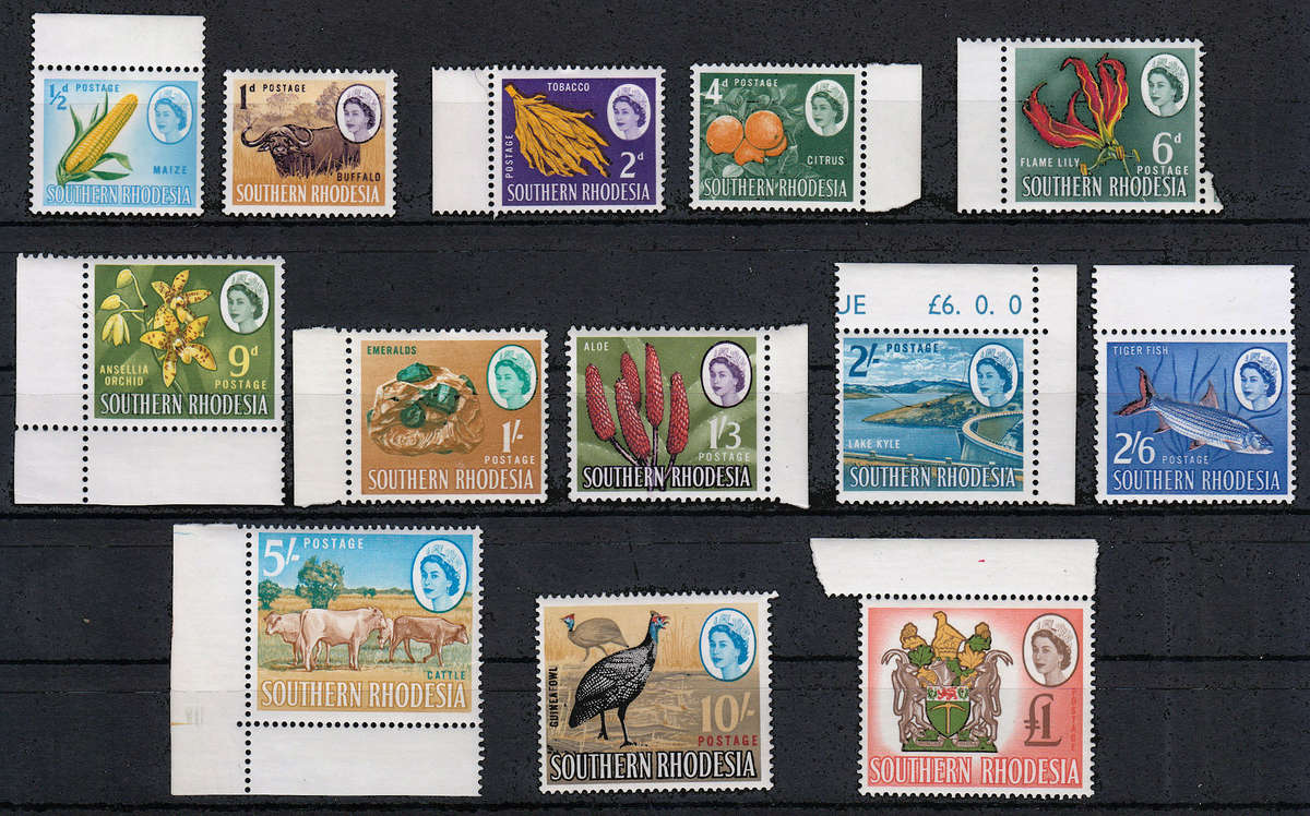 SOUTHERN RHODESIA 1964 QEII SET 14 VALUES VERY FINE MNH. SACC 94-107