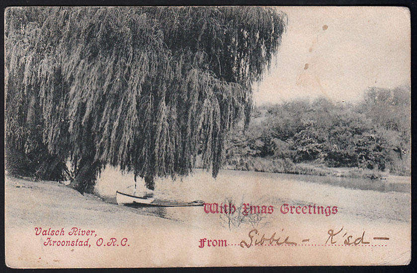 OFS 1904 POSTCARD FROM KROONSRAD TO BOSHOF WITH RARE P.O.A. ZWARTKOP. O.R.C. CANCEL IN VIOLET