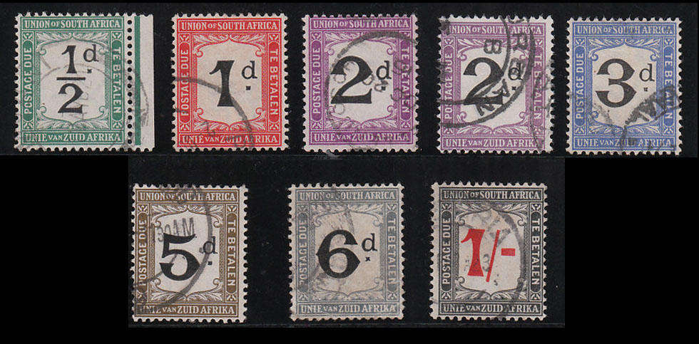 SOUTH AFRICA 1914-22 1st POSTAGE DUES SET ½d TO 1s FINE USED, SACC 1-7 R 4120