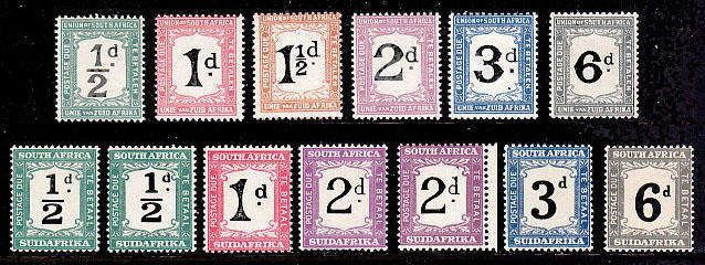 UNION 1922-28 POSTAGE DUES 1922 SET AND 1927 SET COMPLETE AND VERY FINE MNH SACC 11-21