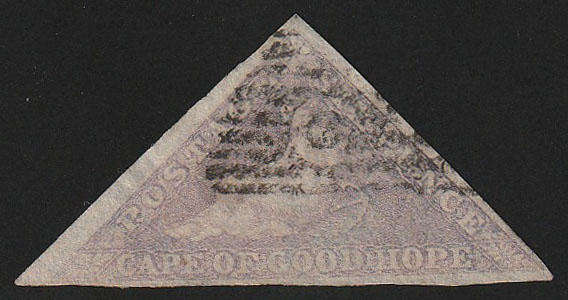 CGH 1855 TRIANGULAR 6d PALE ROSE-LILAC GOOD/LARGE MARGINS FINE USED. SACC 7 CAT R12000