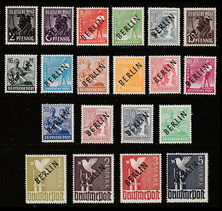 GERMANY-BERLIN 1948 OVERPRINTS SET 20 VALUES VERY FINE MNH. 2022 MICHEL CAT 1-20 R7500