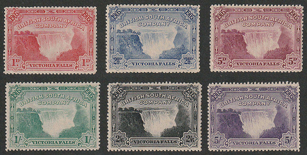 RHODESIA BSAC 1905 VICTORIA FALLS SET 6 VALUES FINE/VERY LMM. SACC 89-94