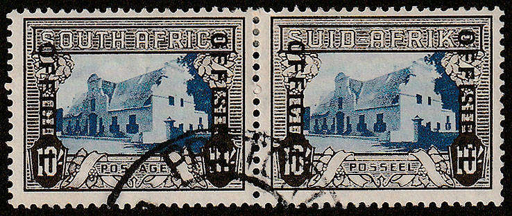 UNION 1940 OFFICIALS 10s TYPE III OFFICIAL AT LEFT FINE USED PAIR. SACC 36 CAT R9000