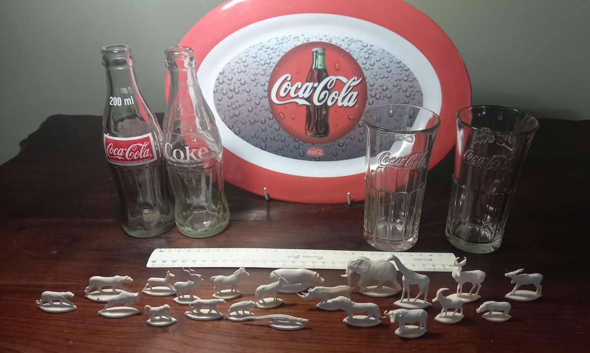 VINTAGE VERY RARE 1961 COCA-COLA AFRICAN ANIMAL SERIES~COMPLETE SET PLUS OTHER COKE COLLECTABLES