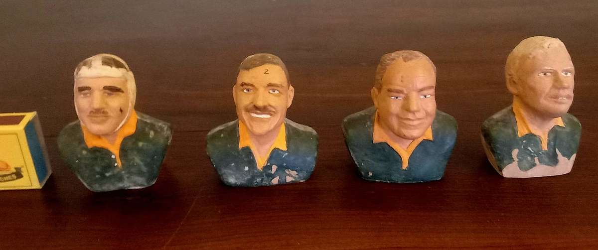 4 x Clay Sculptures of 4 Famous Springbok Rugby players