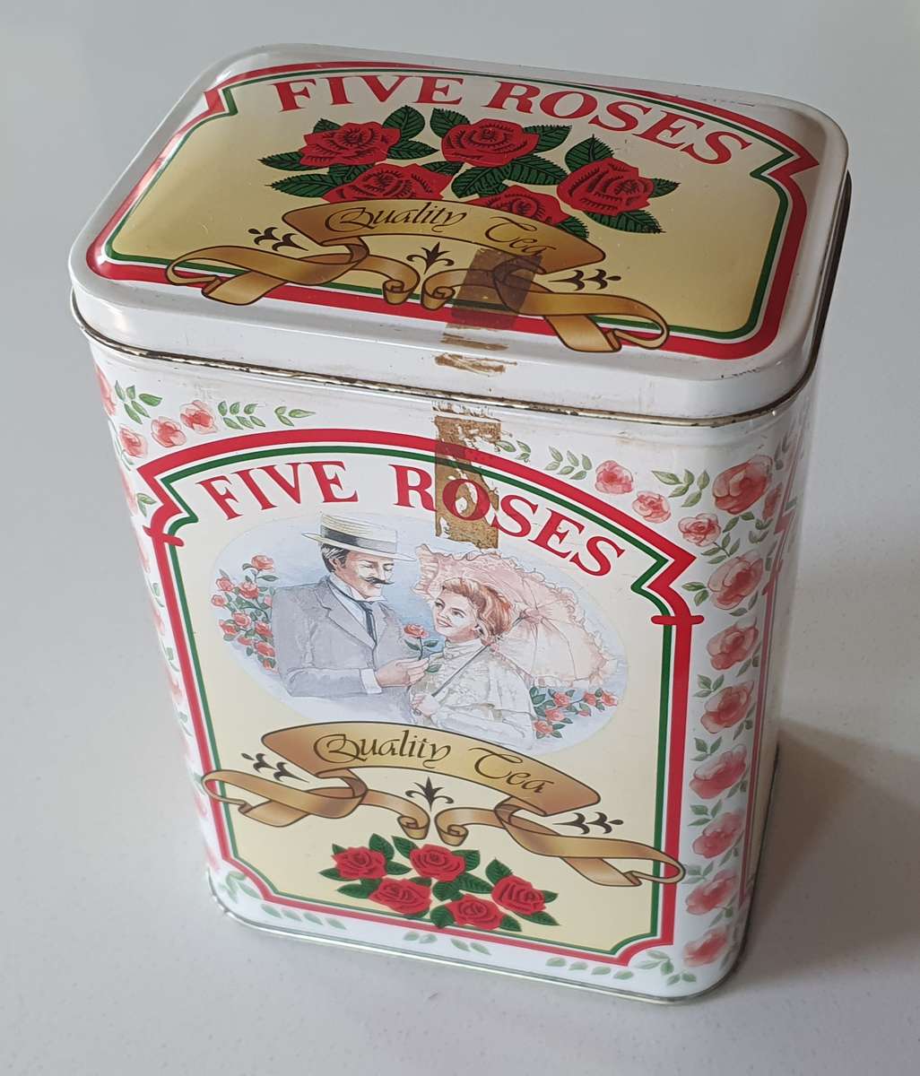 Five roses tea tin as per photo