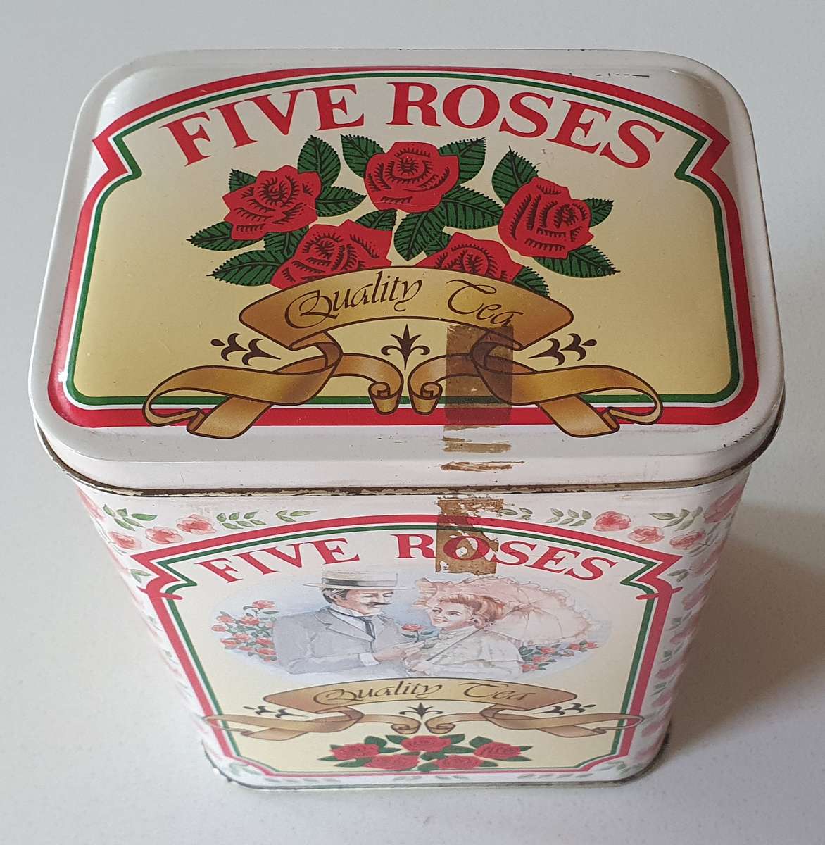 Five roses tea tin as per photo
