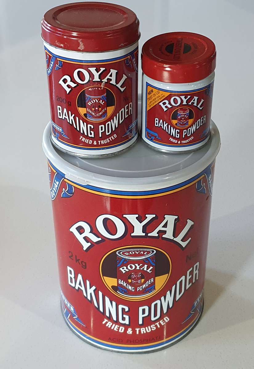 3 ROYAL BAKING POWDER tins as per photos