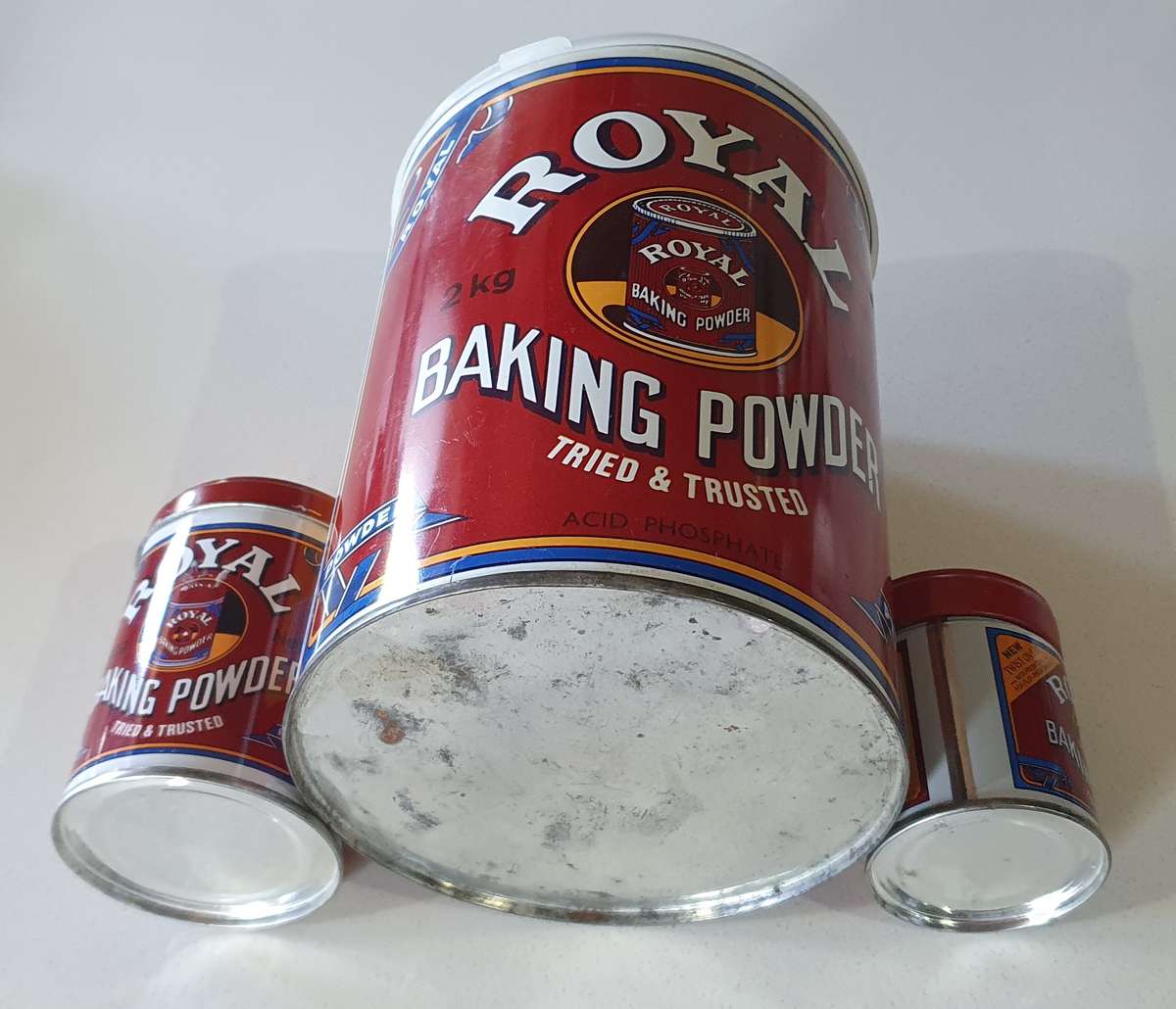 3 ROYAL BAKING POWDER tins as per photos