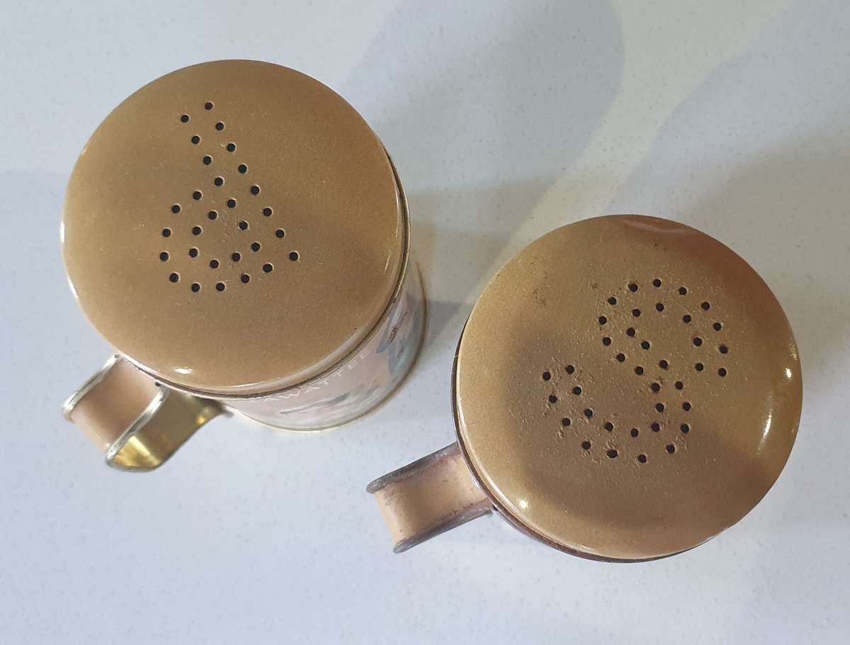 MAZAWATTEE TEA, SALT AND PEPPER tin as per photos