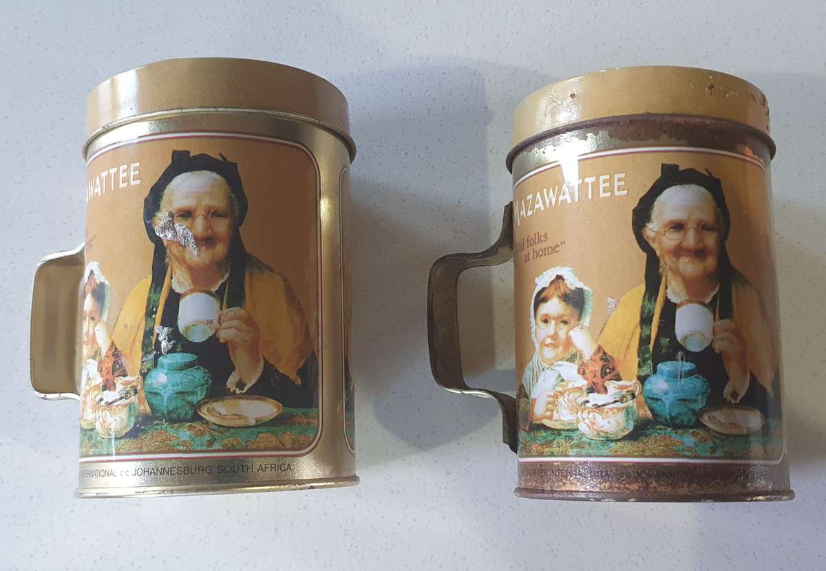 MAZAWATTEE TEA, SALT AND PEPPER tin as per photos