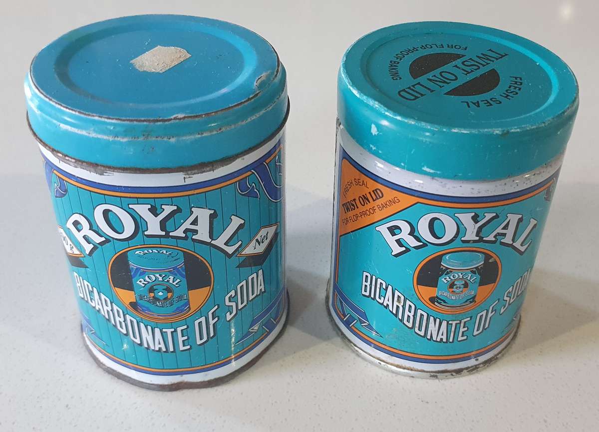 2x ROYAL BICARBONATE OF SODA tins as per photos