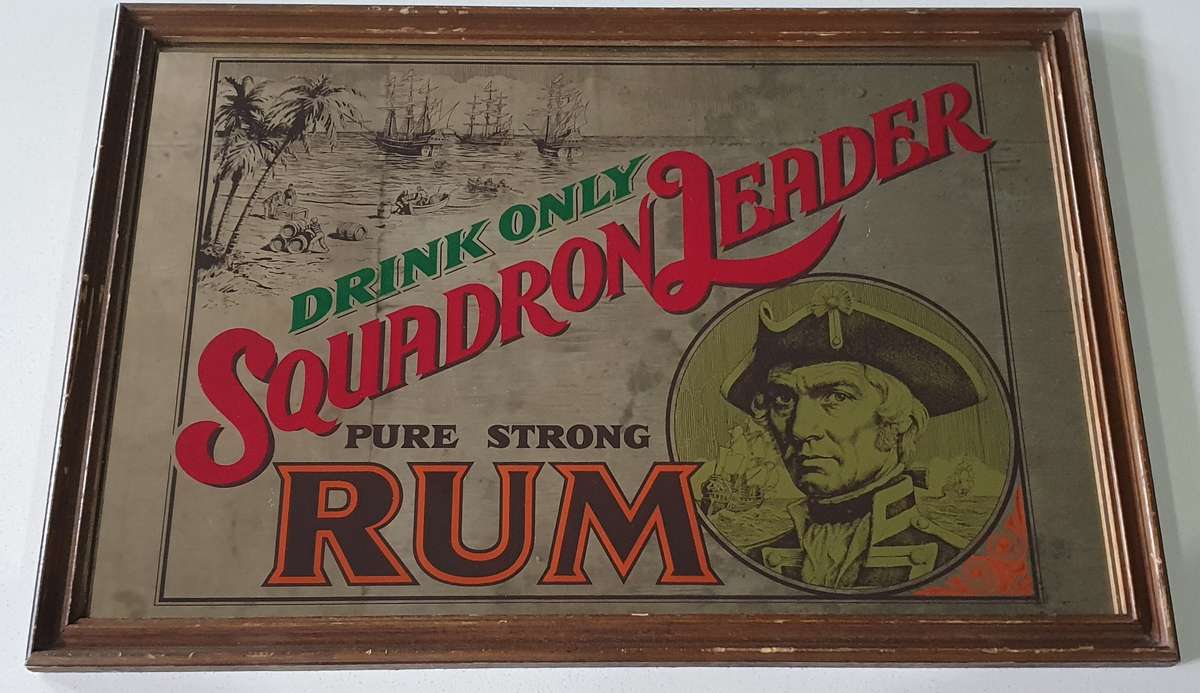 Framed Squadron Leader Rum bar mirror as per photo