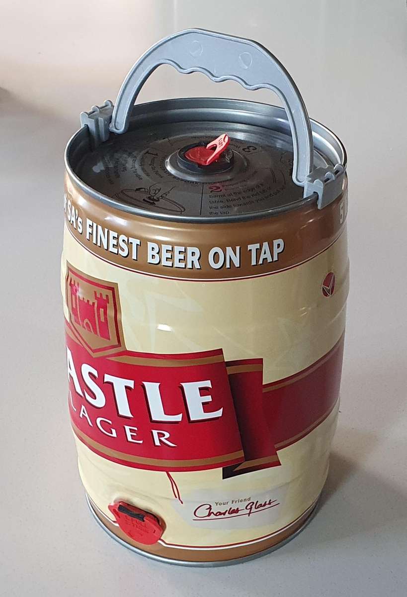 Large 5 liter CASTLE lager  tin as per photos