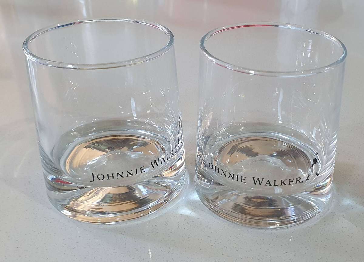 Set of 2 JOHNNY WALKER GLASSES - one lot as per photos