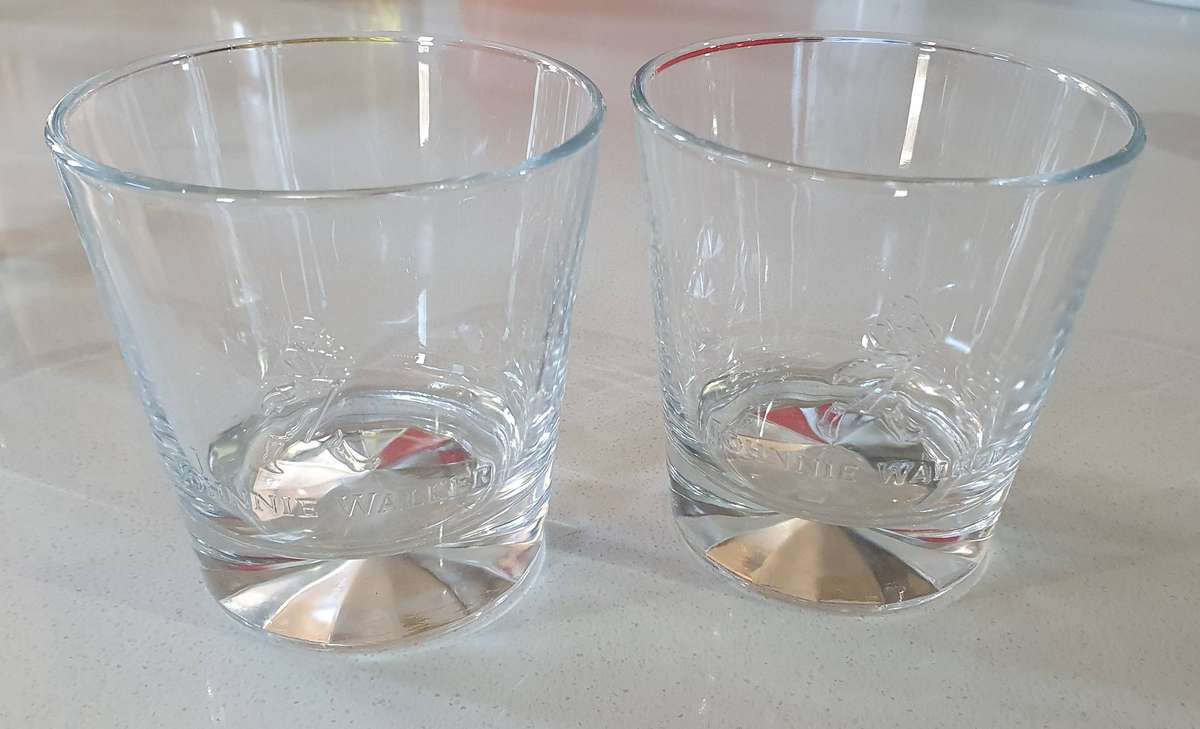 Set of 2 JOHNNY WALKER GLASSES - one lot as per photos