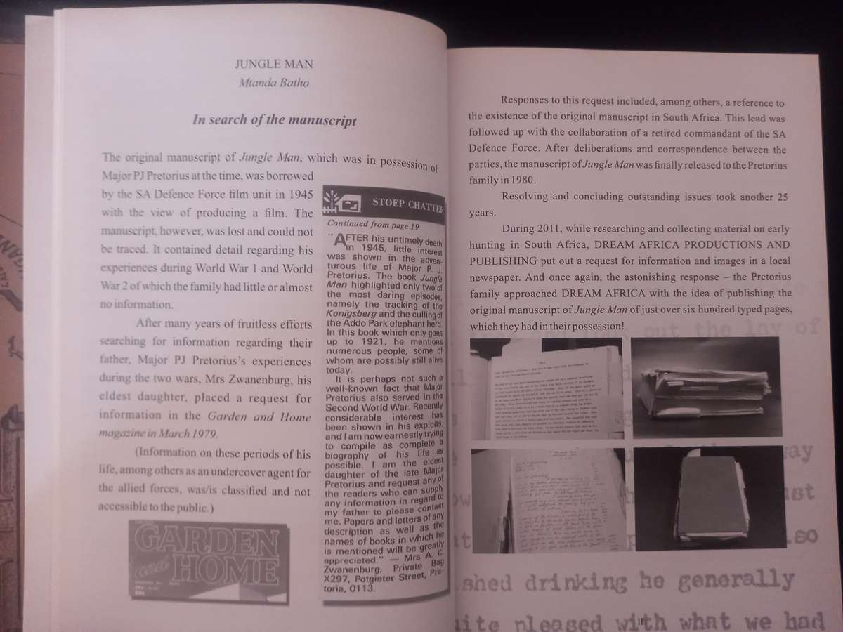 Jungle Man, Mtanda Batho Hunter and Adventure, (Major P.J. Pretorius)  - Limited and Signed