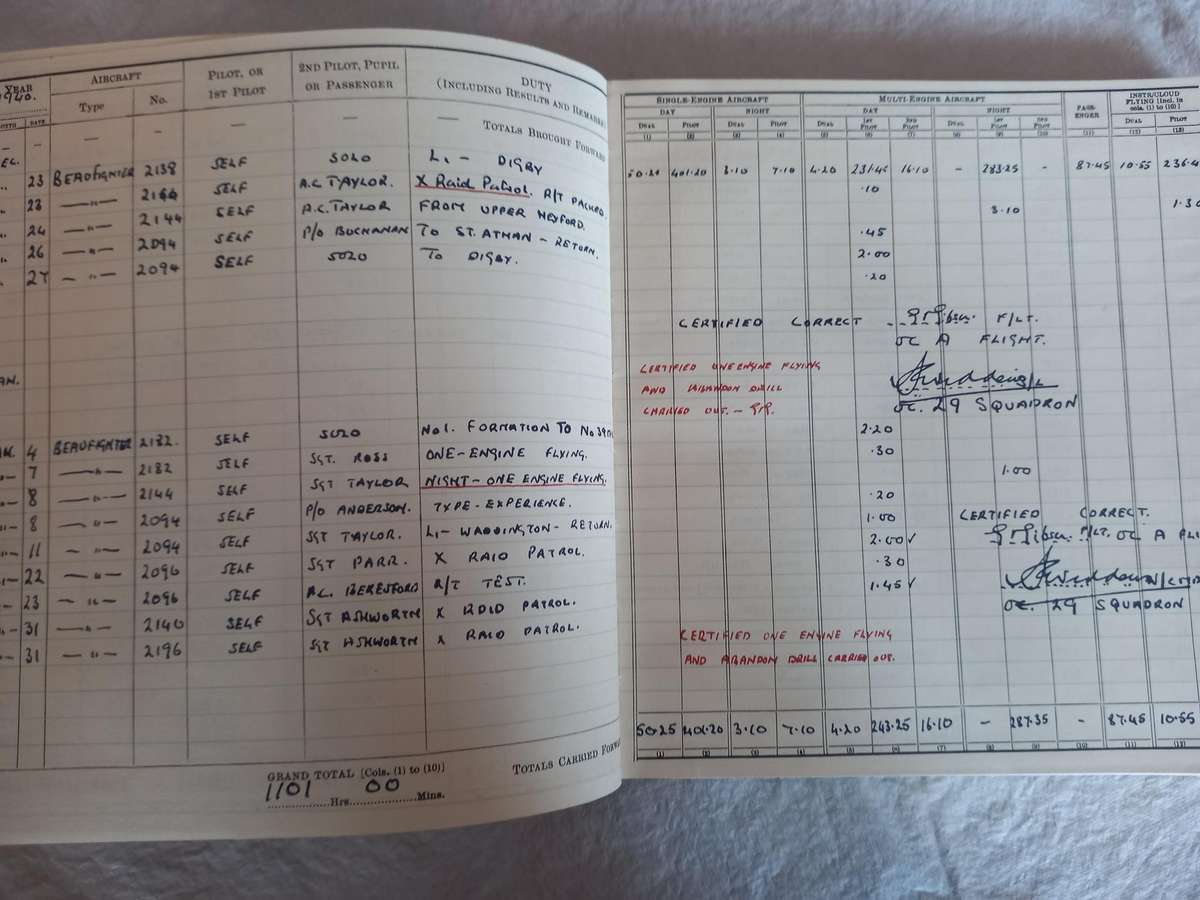 Royal Air Force, Pilots Flying Log Book, nr 2 (1940)