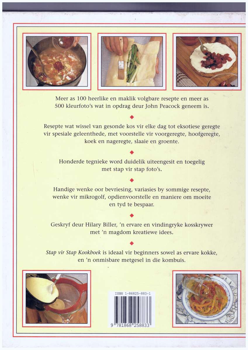 Stap vir Stap Kookboek, meer as 'n honderd maklike resepte in volkleur