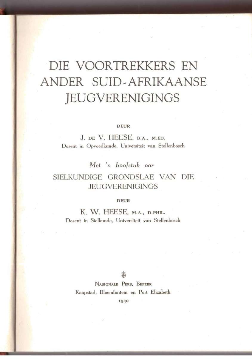 Die Voortrekkers en ander Suid-Afrikaanse Jeugverenigings