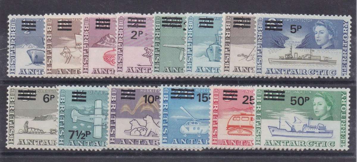 British Antarctic Territory 1971 Decimal overprinted set of 14  very fine unmounted mint