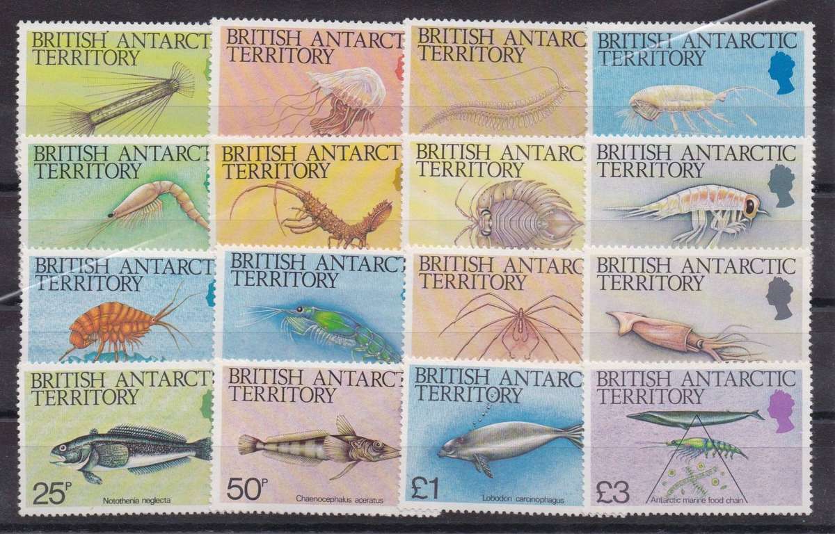 British Antarctic Territory 1984 Marine Life set of 16  very fine unmounted mint