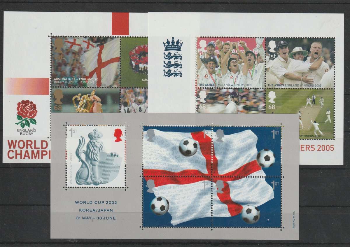 Great Britain 2002-2005 Sports lot of 3 miniature sheets very fine unmounted mint