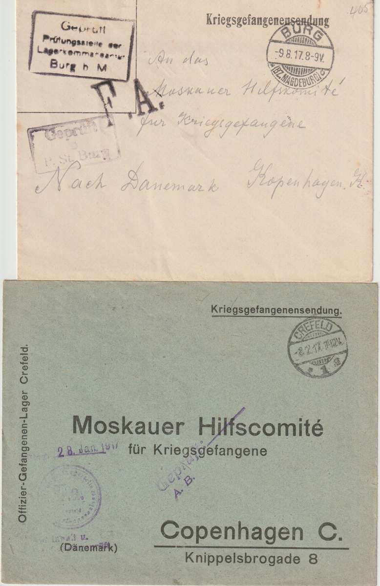 Germany 1915/17 WWI Prisoner of war covers x5