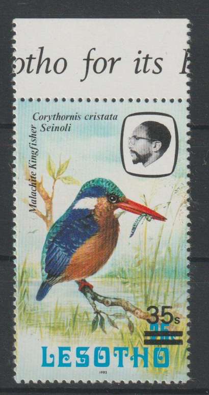 Lesotho 1986/88 Kingfisher 35s on 25s 1982 printing small 's' unmounted mint