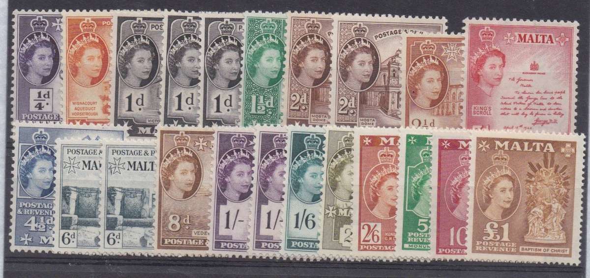 Mauritius 1956/64 QEII Definitive set includes extra shades & new watermark 1d & 2d