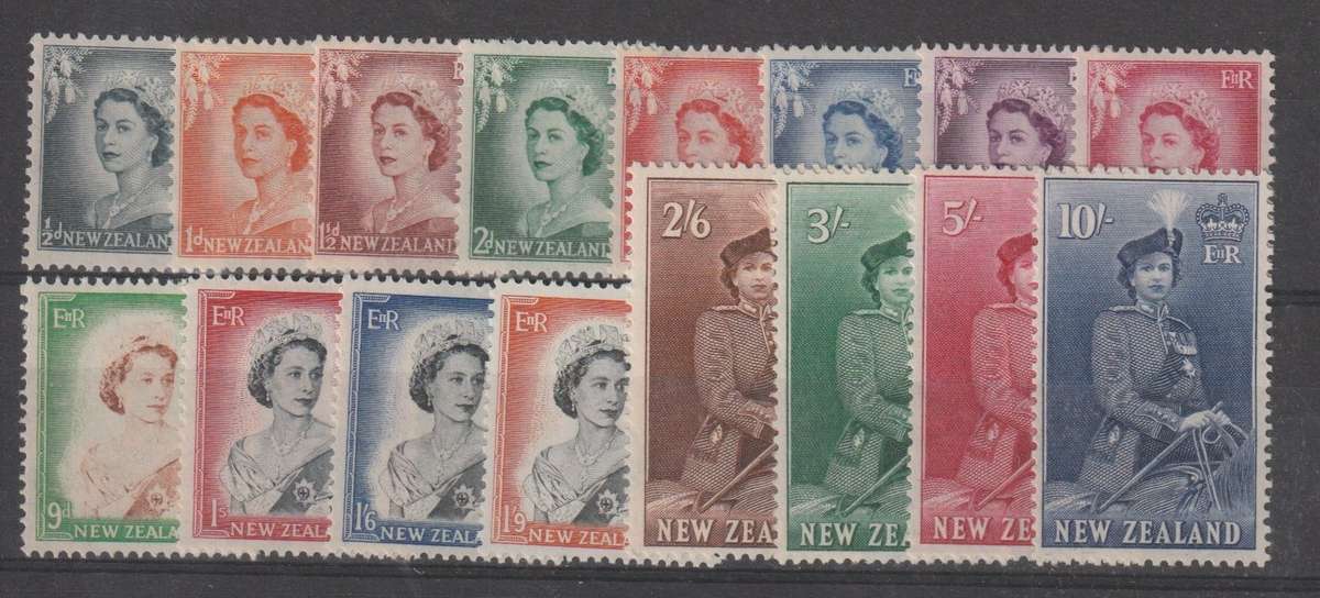 New Zealand 1953 QEII Definitive set of 16 fine unmounted mint