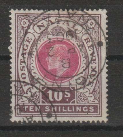 Natal 1902 KEVII 10s deep rose and chocolate fine used