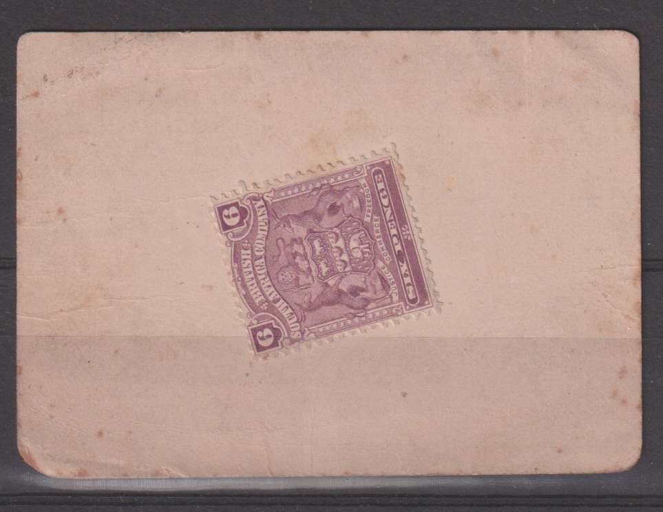 Rhodesia BSAC 1900 Marshal Hole Currency Card 6d small arms