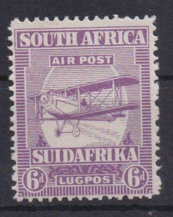 South Africa 1925 Airmail 6d V1 stop in front of lugpos fine mint