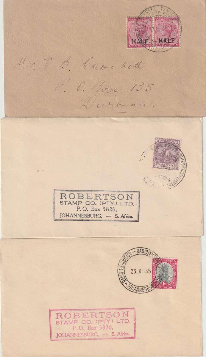 South Africa 1934/37 Exhibition & Conference special cancels on covers x6 fine