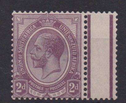 South Africa 1913 KGV 2d with plate flaw 'white dot before 2'  (V7 Union HB) unmounted mint