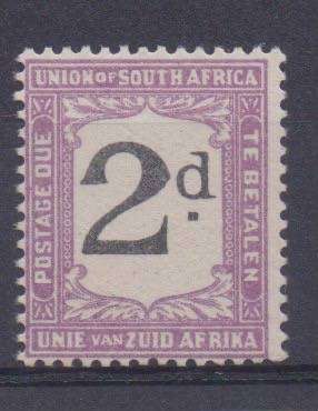 South Africa Postage Due 1922 2d with frame offset on reverse, very fine unmounted mint