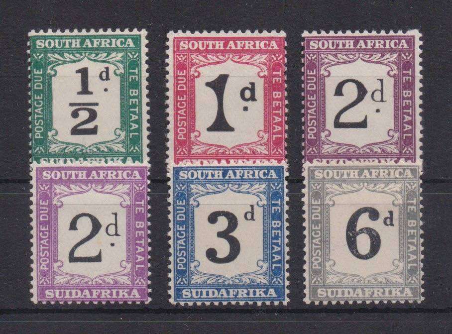 South Africa Postage Due 1927/28 set of 6 values includes 2d x2  shades fine mint