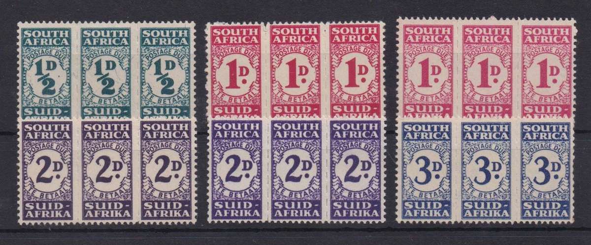 South Africa Postage Due 1943/44 set of 6 with 1d & 2d x2 fine mint