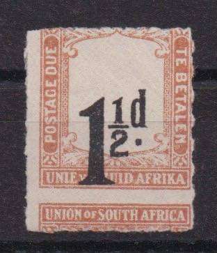 South Africa Postage Due 1922 Rouletted 1 1/2d major value & perforation shift fine mint