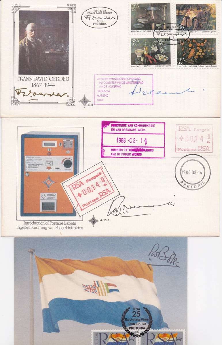 South Africa 1980s Signed first day covers x8 very fine