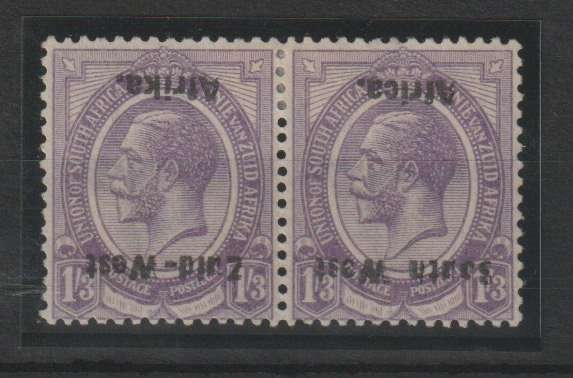 South West Africa 1923 KGV Type I 1s3d inverted overprint  fine mint