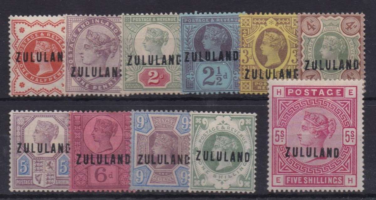 Zululand 1888 /93 GB overprinted set of 11 fine mint